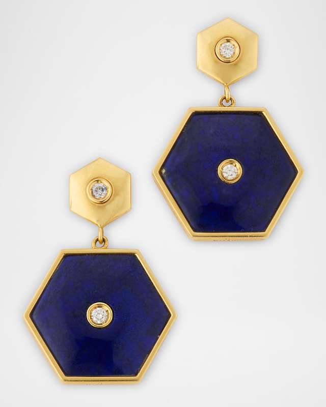 18K Yellow Gold Baia Sommersa Diamond and Lapis Earrings
